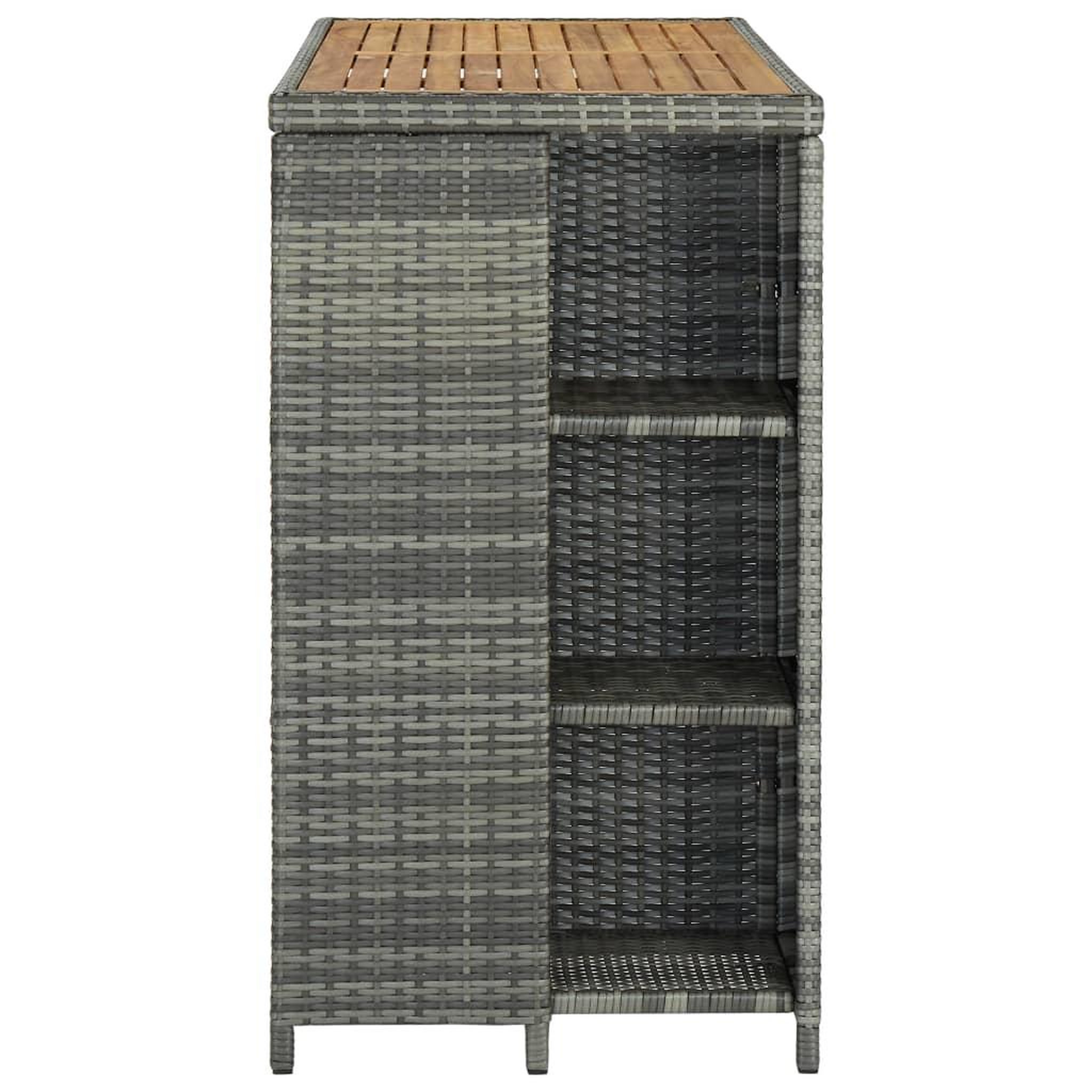 Voir la diapositive 3 : VIDAXL Table de bar avec rangement Gris 120x60x110 cm Resine tressee