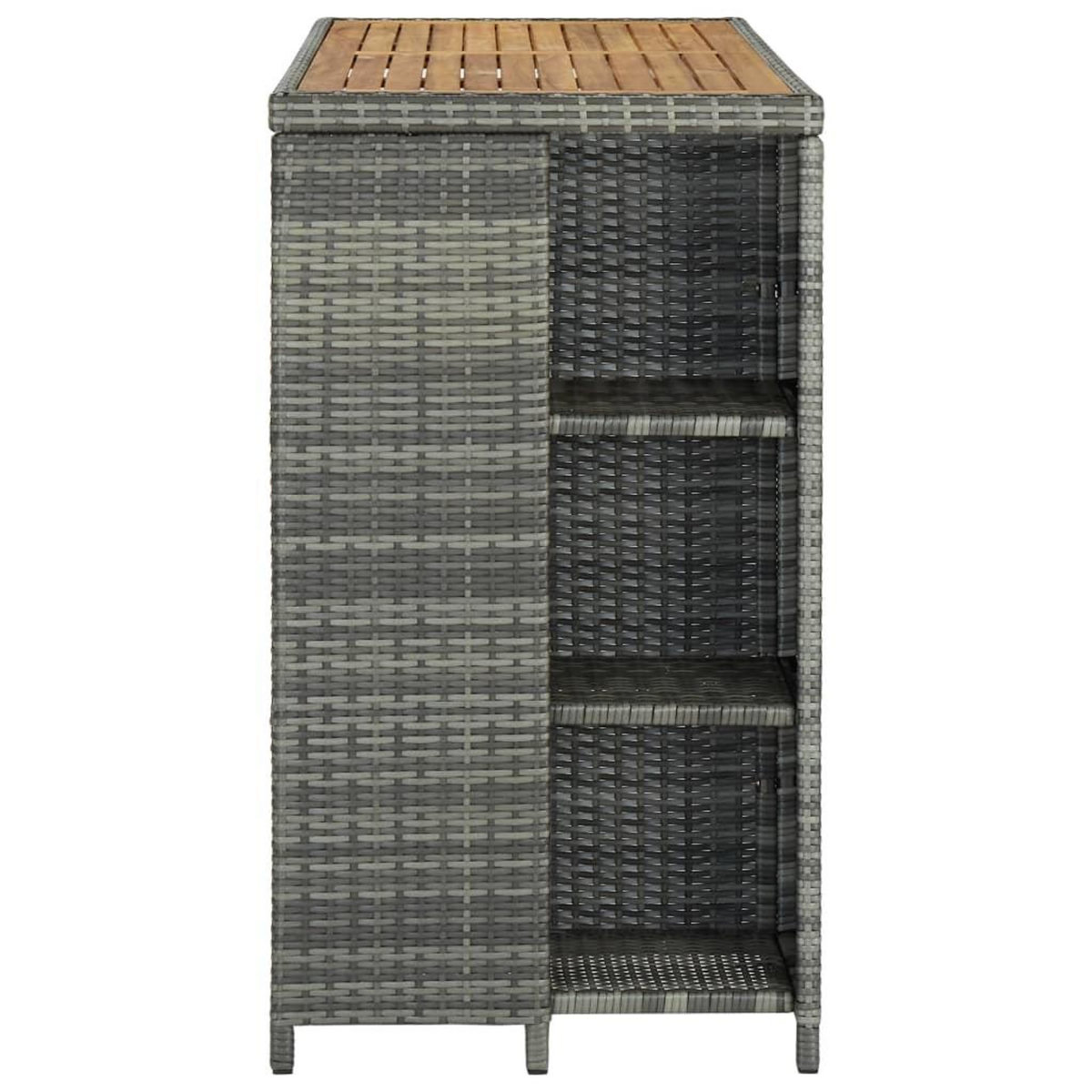VIDAXL Table de bar avec rangement Gris 120x60x110 cm Resine tressee