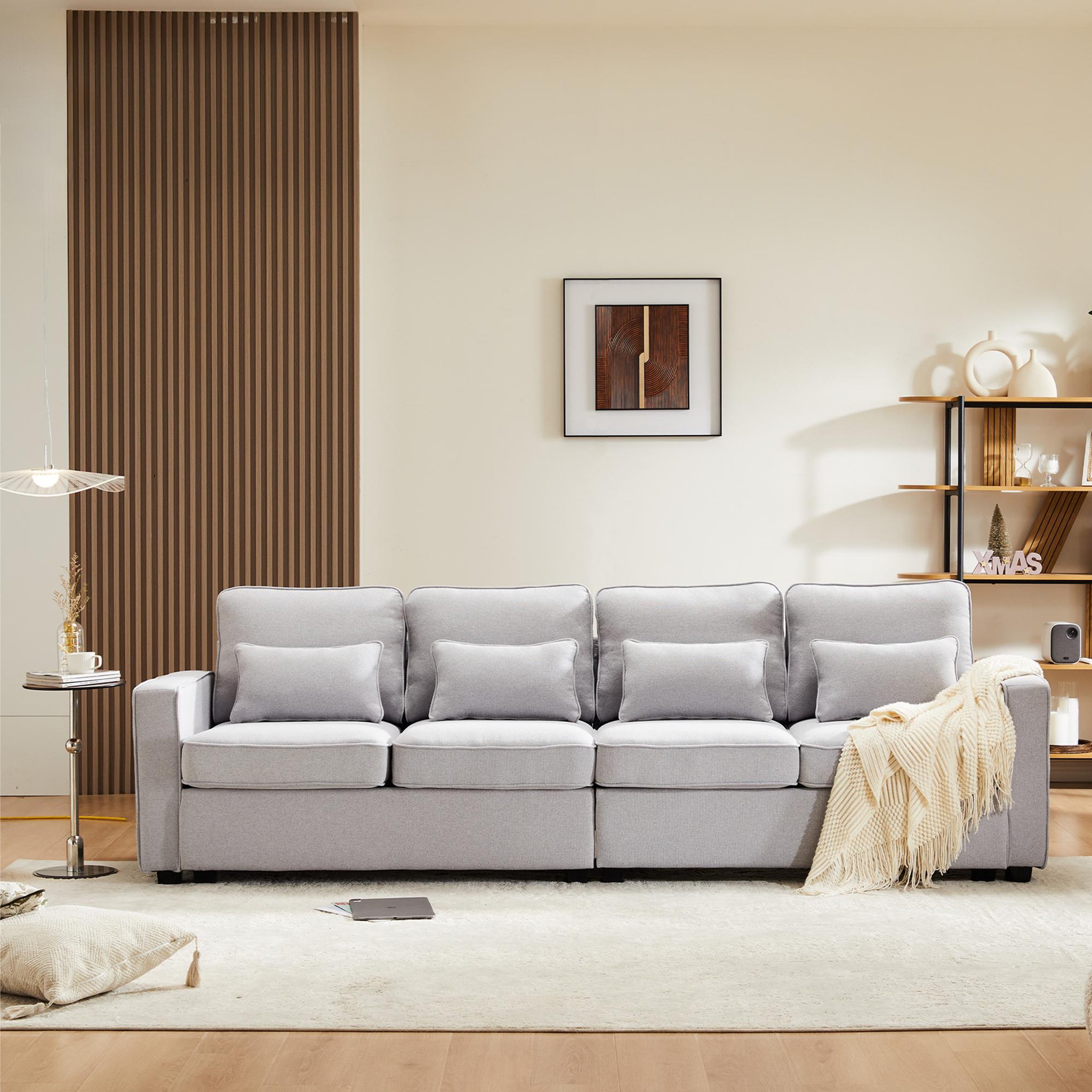 Voir la diapositive 3 : MERAX Canapé 4 Places Fixe Lin