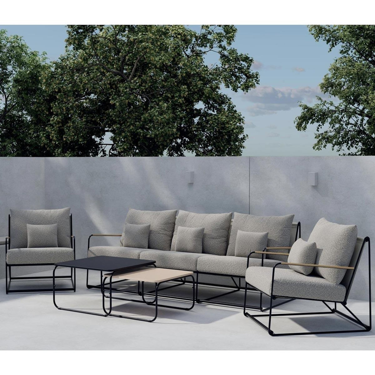 Paris Prix Salon de Jardin 5 Places  Palazzo  209cm Beige & Noir