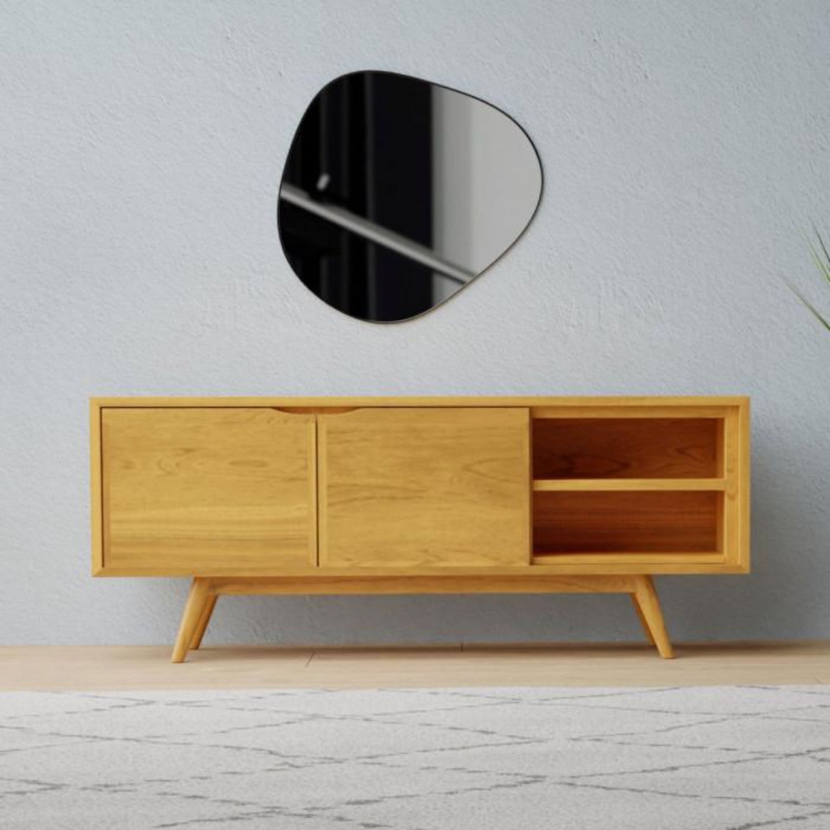 Paris Prix Meuble TV 2 Portes  Fiftees  136cm Naturel