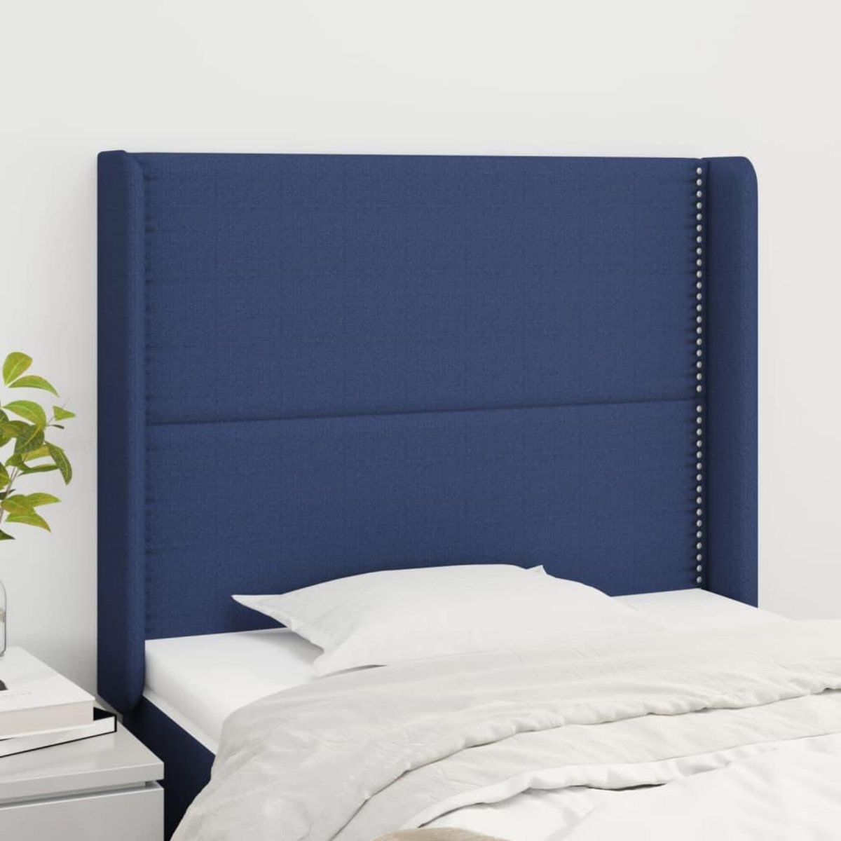 VIDAXL Tete de lit avec oreilles Bleu 83x16x118/128 cm Tissu