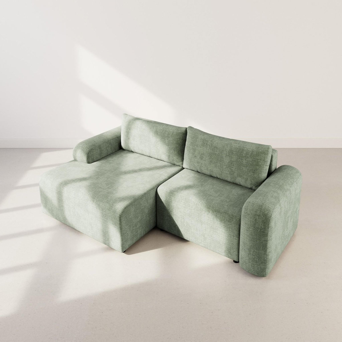 BEST MOBILIER Rebecca - canapé d'angle gauche 4 places convertible avec coffre en velours texturé