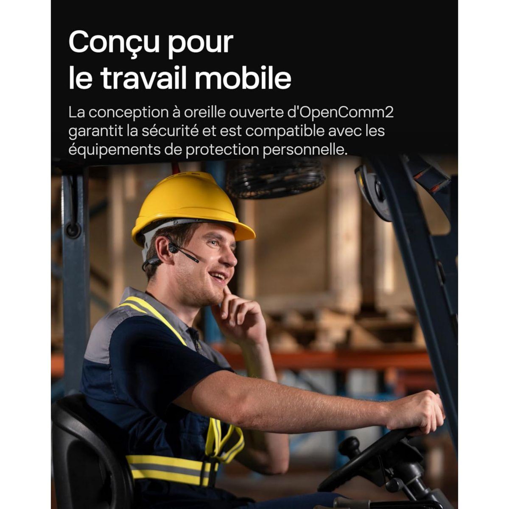 Voir la diapositive 3 : SHOKZ Micro-casque OpenComm2 - Noir