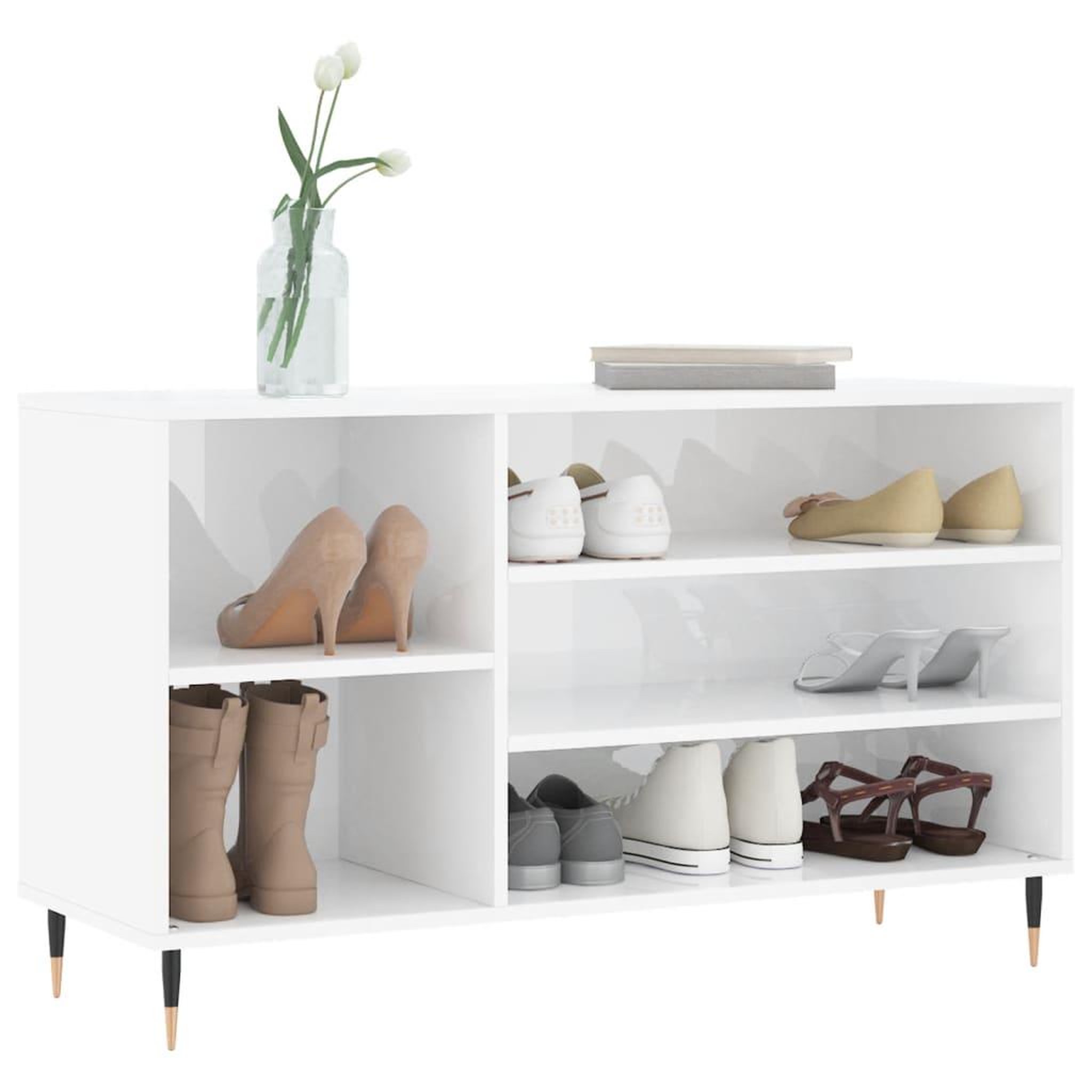 Voir la diapositive 3 : VIDAXL Armoire a chaussure Blanc brillant 102x36x60 cm Bois ingenierie