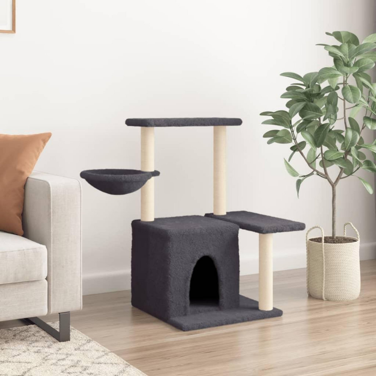 VIDAXL Arbre a chat avec griffoirs en sisal Gris fonce 83 cm