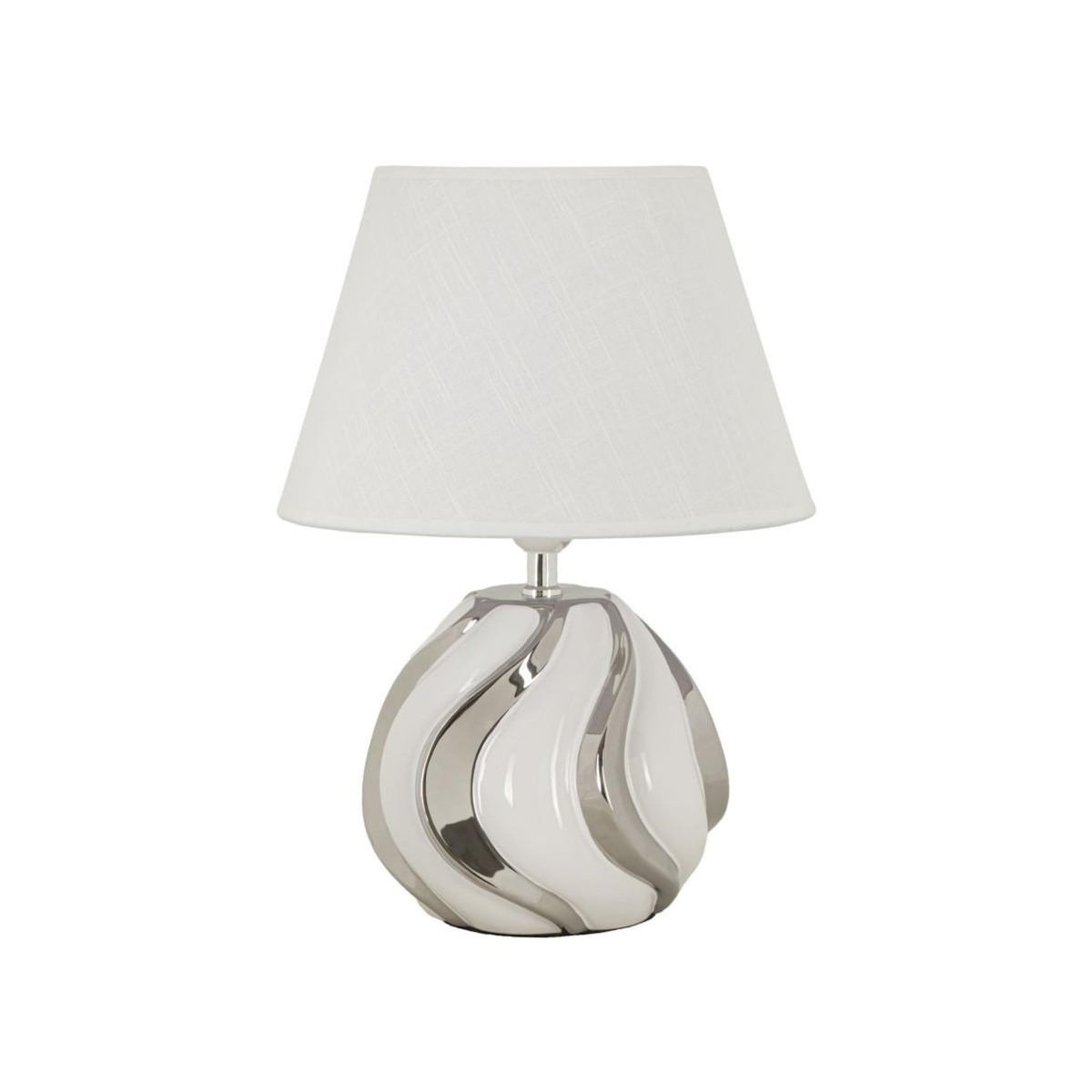 Paris Prix Lampe à Poser en Céramique  Shiney  42cm Blanc & Argent