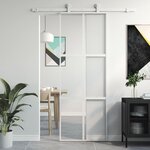 VIDAXL Porte coulissante blanc 76x205 cm verre trempe aluminium