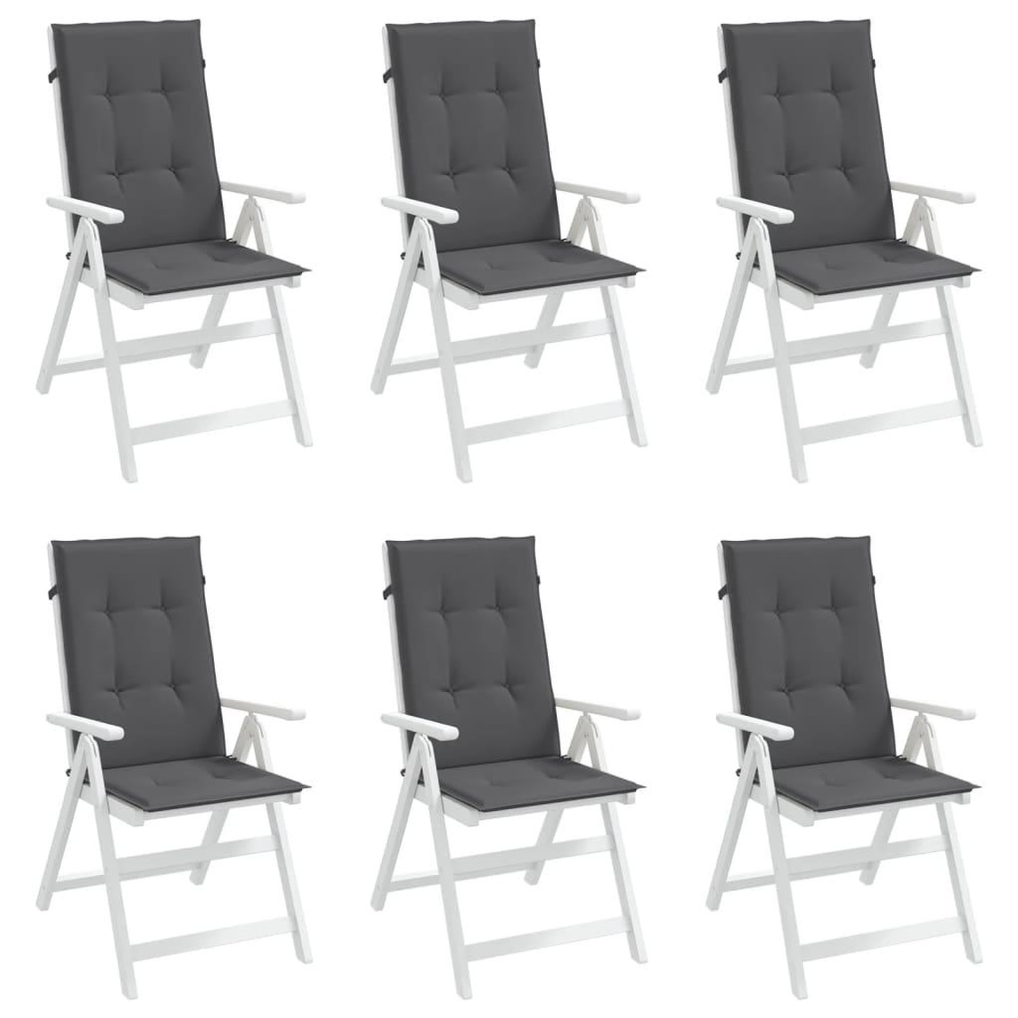 Voir la diapositive 4 : VIDAXL Coussins de chaise de jardin a dossier haut lot de 6 anthracite