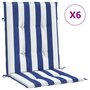 Voir la diapositive 2 : VIDAXL Coussins de chaise a dossier bas lot de 6 rayures bleu et blanc