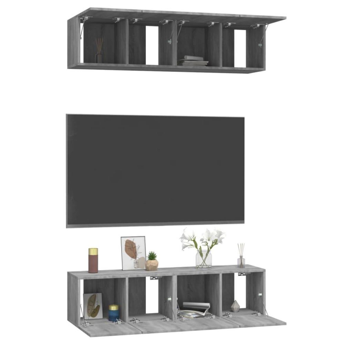 VIDAXL Meubles TV muraux 4pcs Sonoma gris 60x30x30cm Bois d'ingenierie
