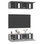 Voir la diapositive 3 : VIDAXL Meubles TV muraux 4pcs Sonoma gris 60x30x30cm Bois d'ingenierie