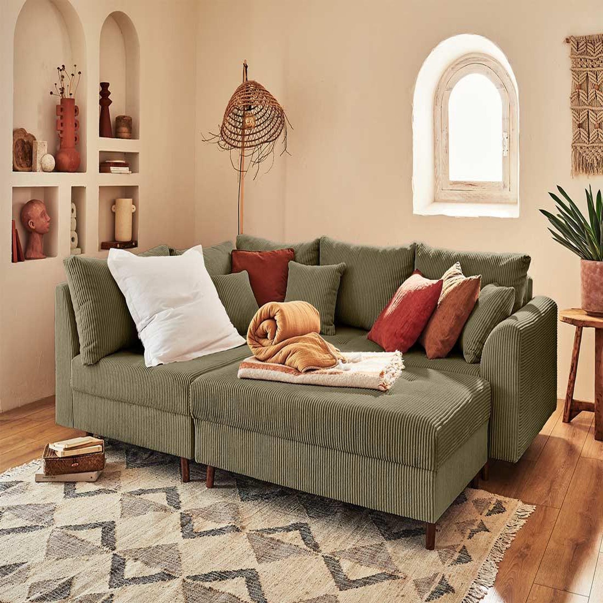 Voir la diapositive 4 : LISA DESIGN Rune - pouf modulable - en velours côtelé