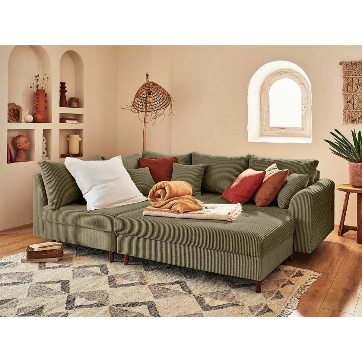 LISA DESIGN Rune - pouf modulable - en velours côtelé