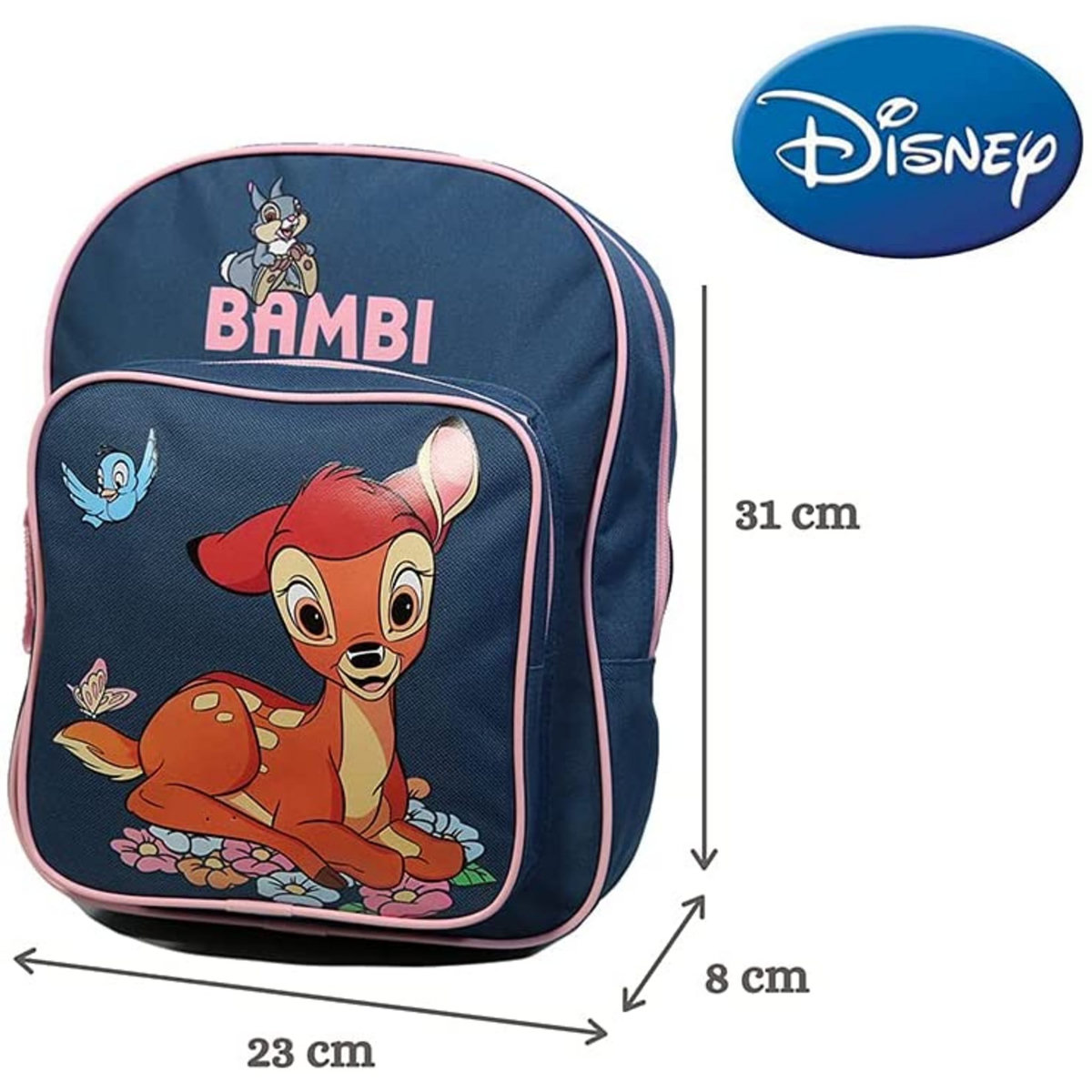DISNEY Sac maternelle bleu avec pochette avant Bambi 