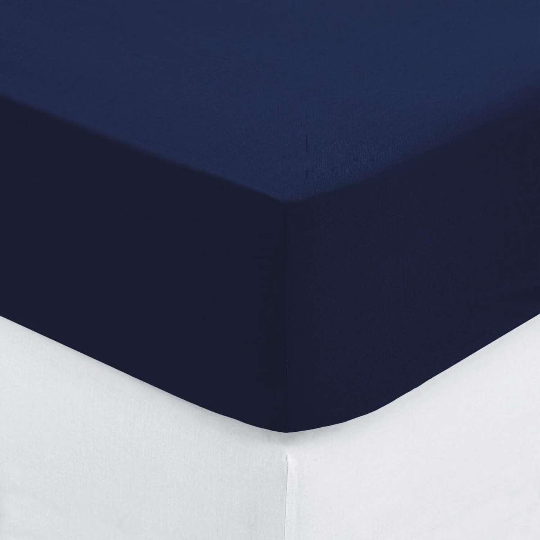 ATMOSPHERA Drap housse 2 personnes - 100% Coton - 140 x 190 cm - Bleu encre