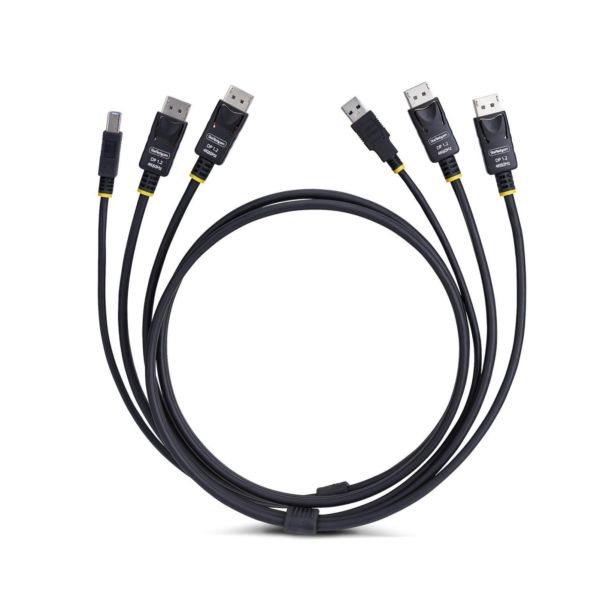 Voir la diapositive 3 : Startech StarTech.com Câble KVM Double DisplayPort de 1,8m et USB 5Gbps, 4K 60Hz, Câble Combo DP 1.2 et USB pour Commutateurs/Switchs KVM à Deux Moniteurs