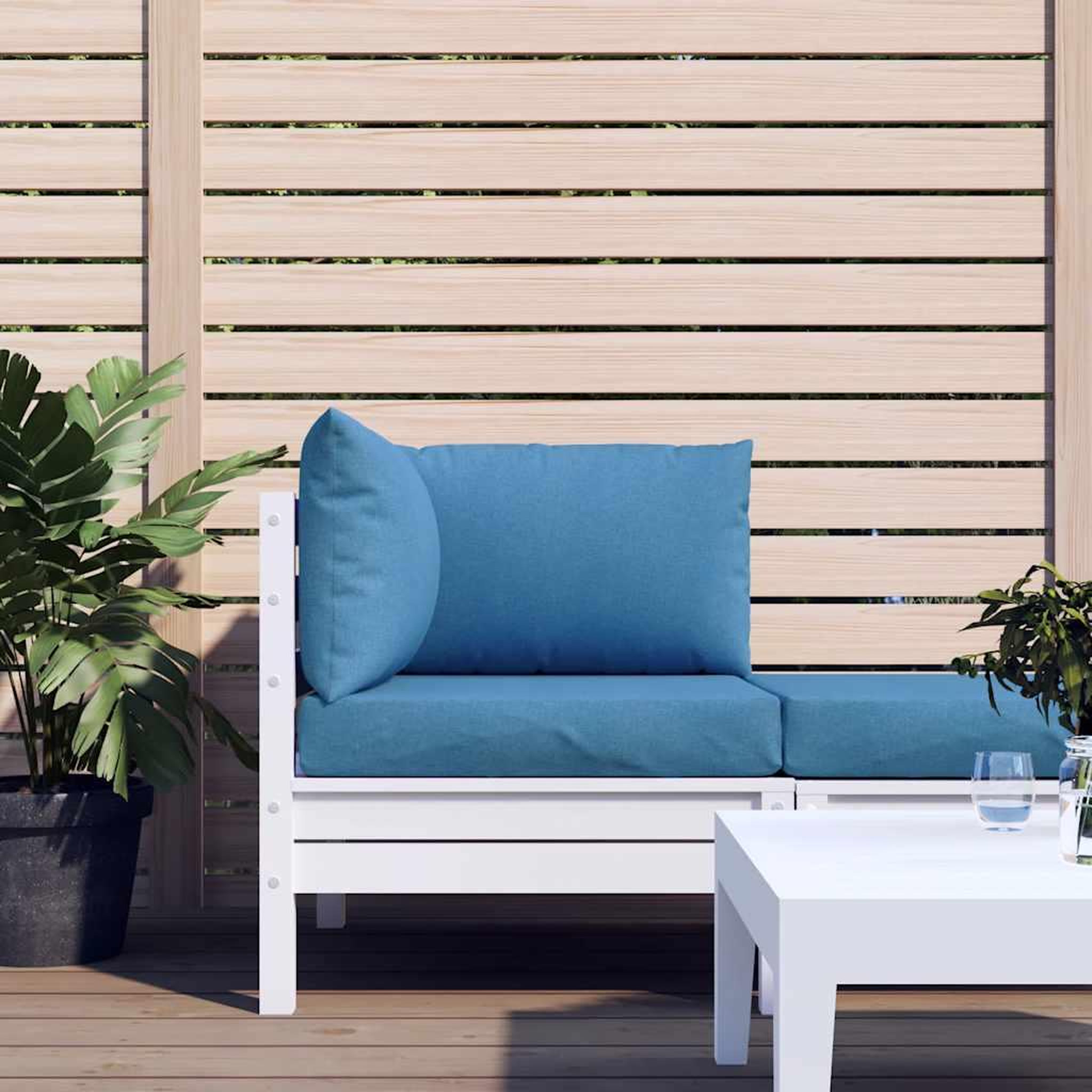 Voir la diapositive 3 : VIDAXL Coussins de palette lot de 3 bleu melange tissu