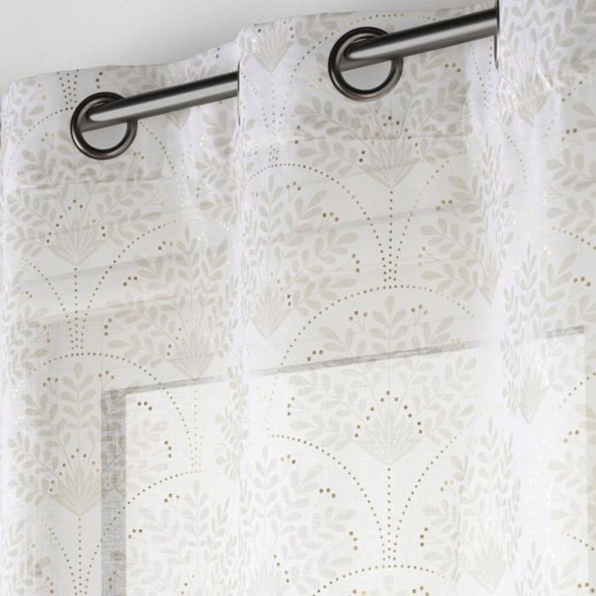 Paris Prix Rideau Voilage à Œillets Imprimé  Majestia  140x240cm Blanc