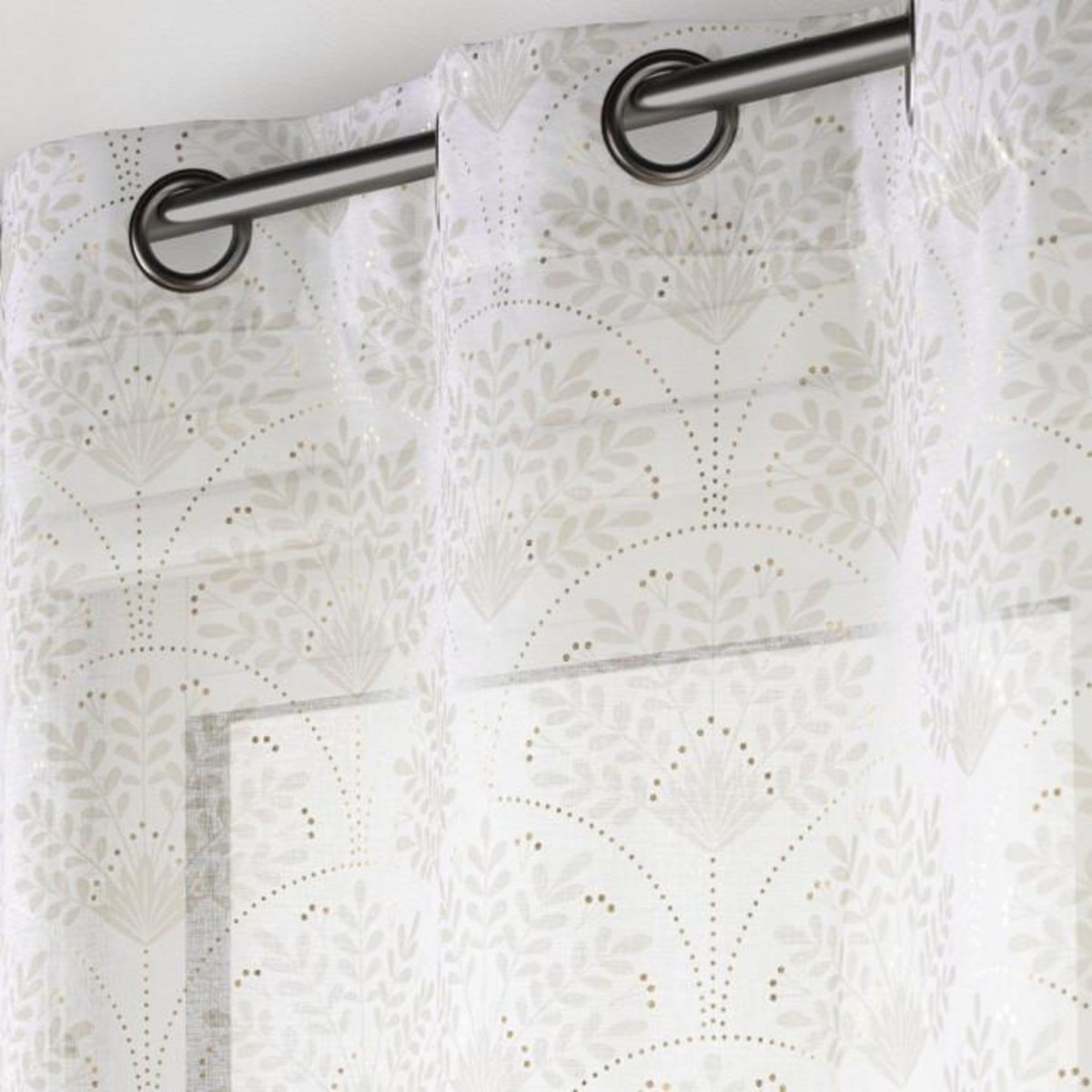 Paris Prix Rideau Voilage à Œillets Imprimé  Majestia  140x240cm Blanc