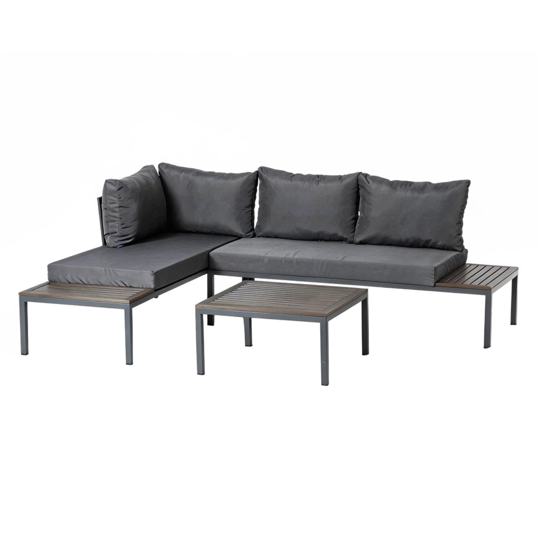 CONCEPT USINE Salon de jardin 3-4 places avec table basse gris foncé majuro