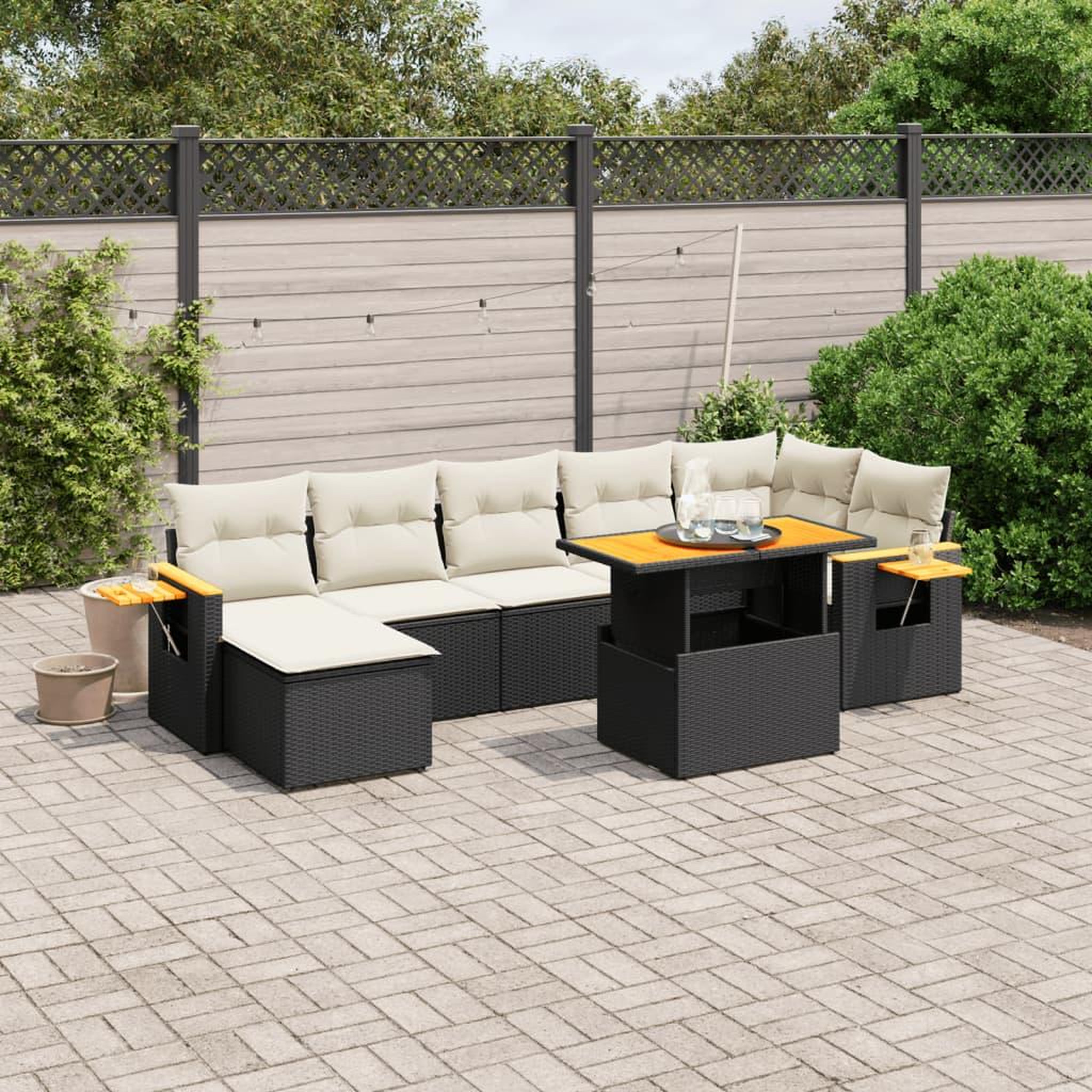 Voir la diapositive 1 : VIDAXL Salon de jardin 8 pcs avec coussins noir resine tressee