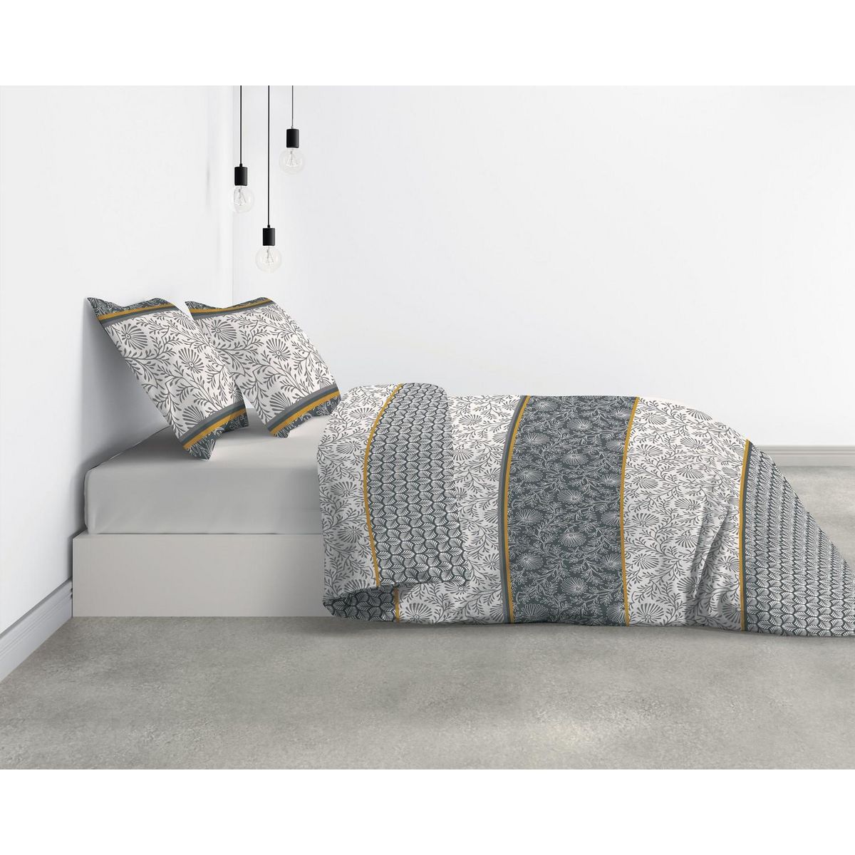 Les Ateliers du Linge Parure De Couette 3pcs 240x220cm 100% Coton 57 Fils/cm2-vega Gold