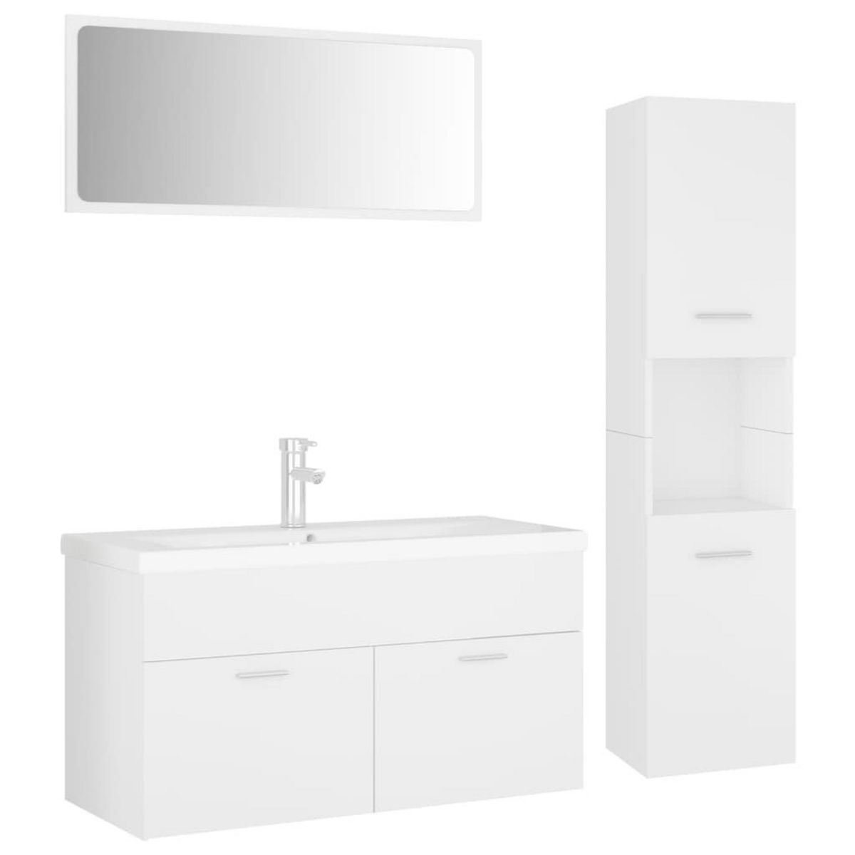 VIDAXL Ensemble de meubles de salle de bain Blanc Agglomere