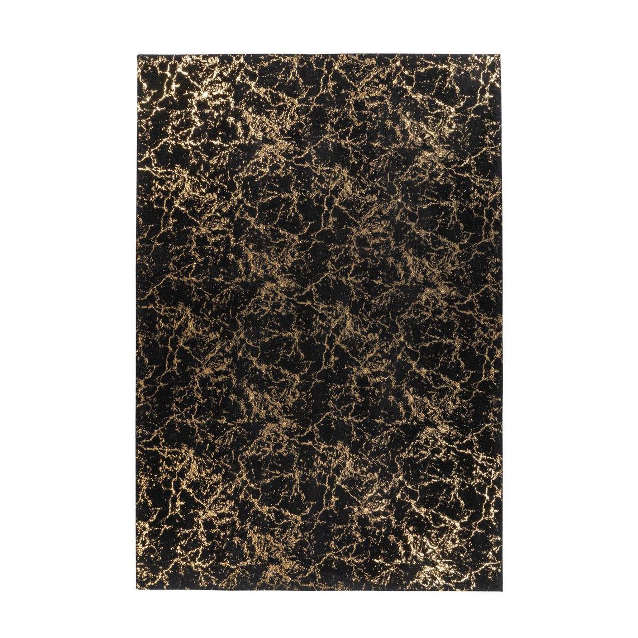 Voir la diapositive 1 : Paris Prix Tapis marbré à poils longs  bijou  noir & or