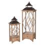 Voir la diapositive 1 : Paris Prix Lot de 2 Lanternes en Bois  Fenêtre  34cm Beige
