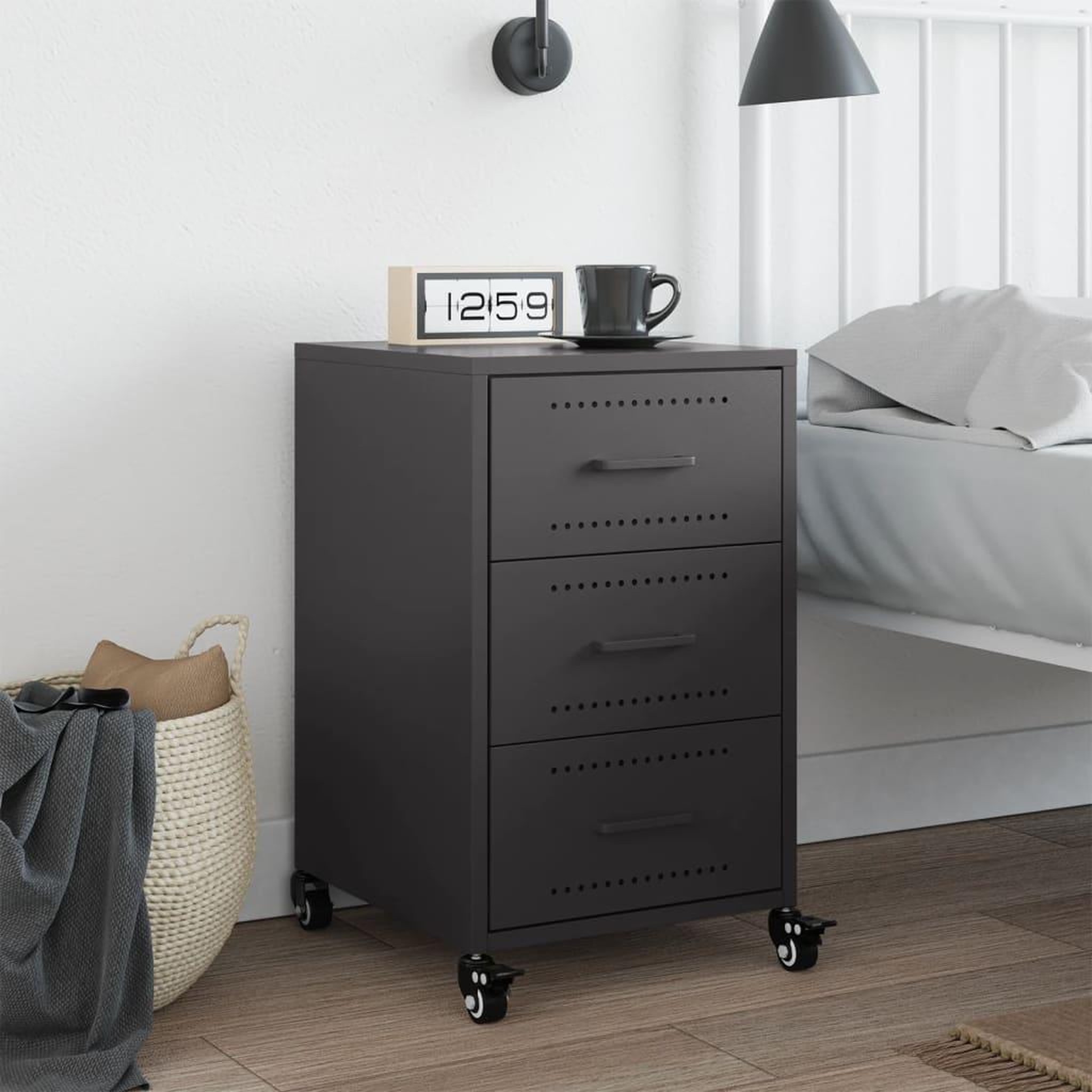 Voir la diapositive 3 : VIDAXL Table de chevet noir 36x39x59 cm acier