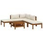 Voir la diapositive 2 : VIDAXL Salon de jardin 6 pcs avec coussin creme Bois d'acacia solide