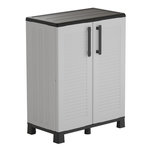 INTEC Armoire de rangement Gris 68 x 37 x 90cm Meuble de rangement Intérieur Exterieur 2 portes 2 Etagères Charnière acier INTEC