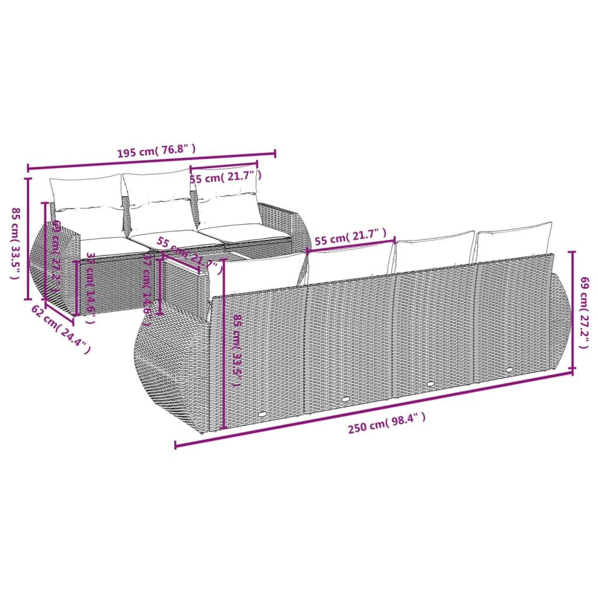 Voir la diapositive 4 : VIDAXL Salon de jardin 8 pcs avec coussins noir resine tressee