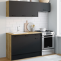 Voir la diapositive 2 : ID MARKET Cuisine complète 180 cm SUBTIL avec plan de travail 5 éléments bois et noir