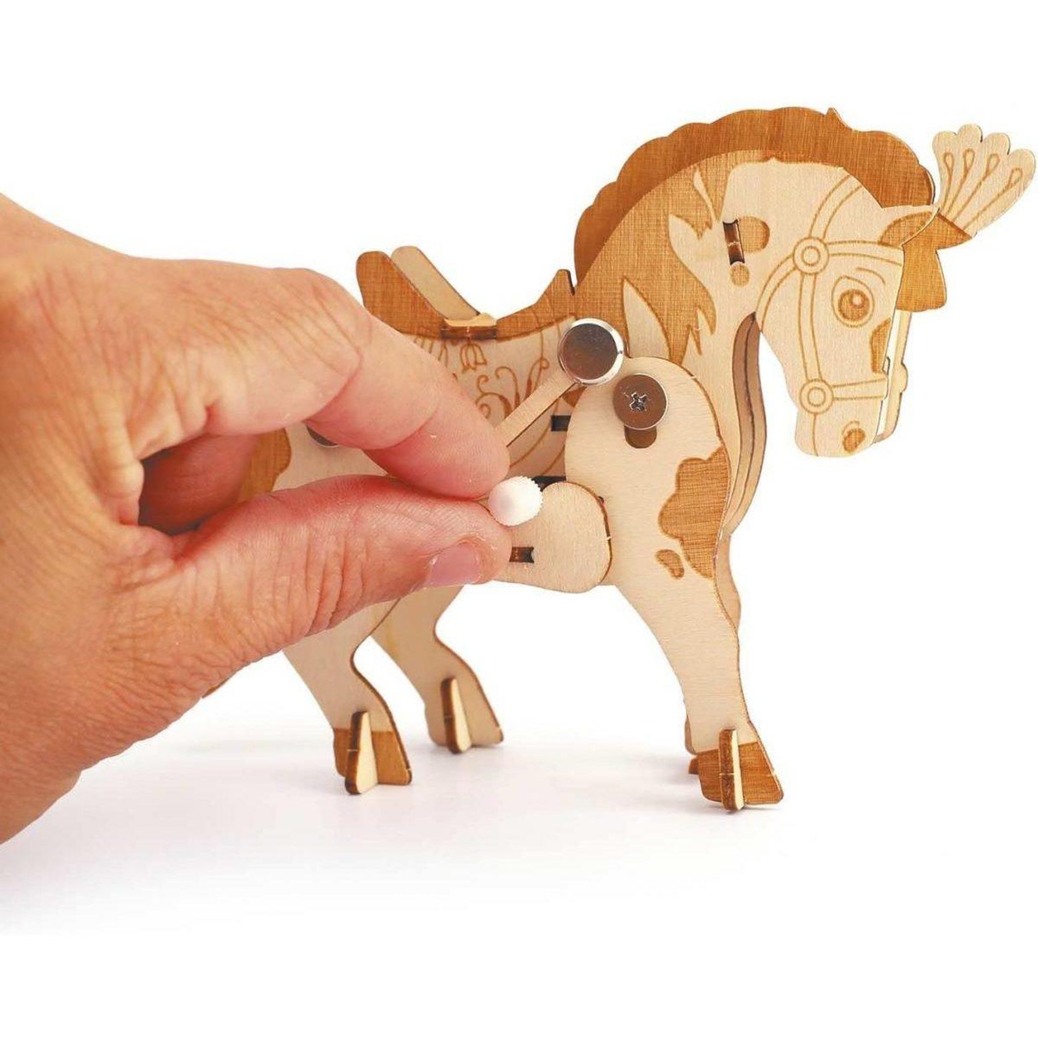 Voir la diapositive 4 : GRAINE CRÉATIVE Cheval - maquette en bois 3d mecanique a assembler