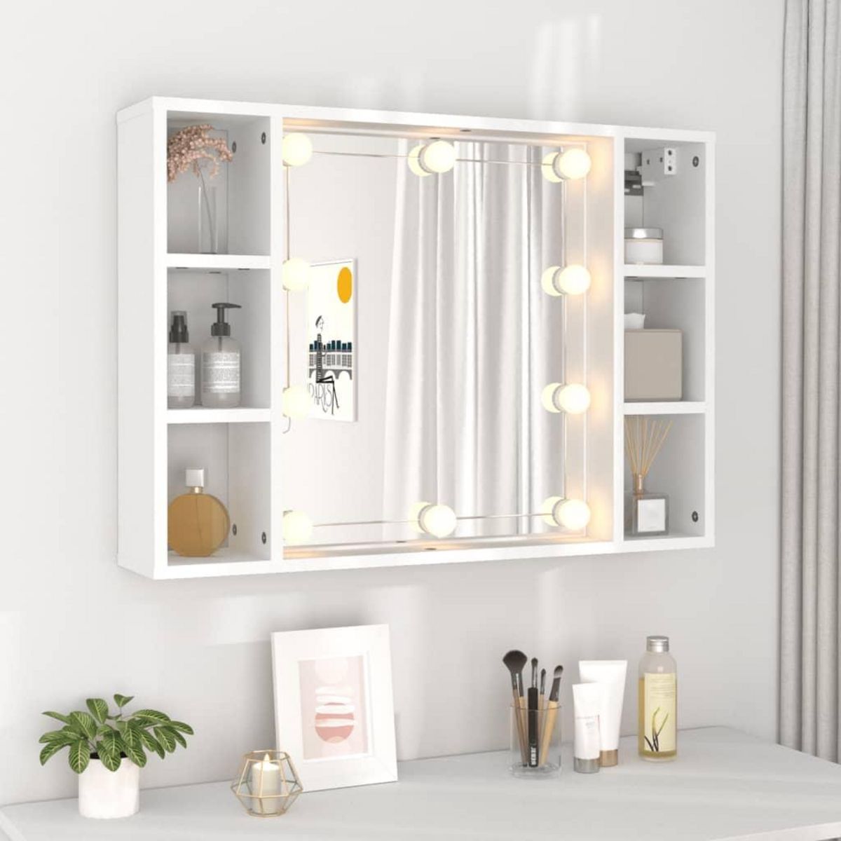 VIDAXL Armoire a miroir avec LED Blanc 76x15x55 cm