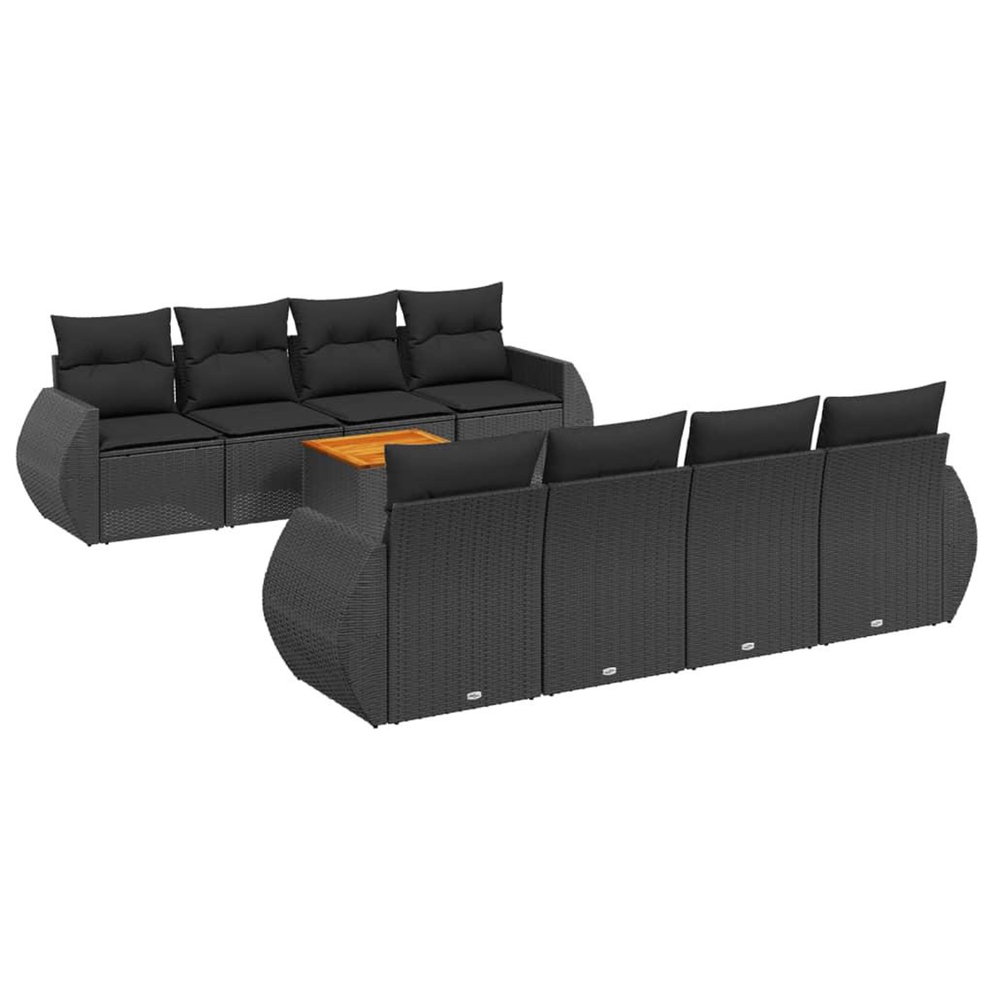 Voir la diapositive 2 : VIDAXL Salon de jardin 9 pcs avec coussins noir resine tressee