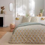 FUTURE HOME Parure de lit 2 personnes floral charme rayé. Coloris disponibles : Multicolore