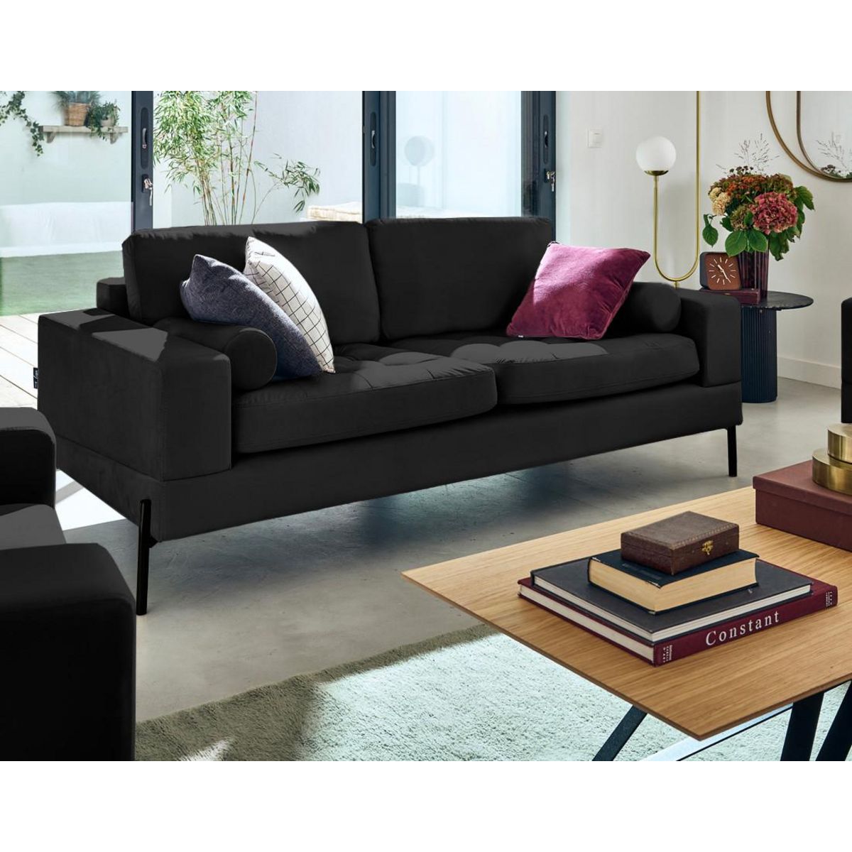 LISA DESIGN Isaure - canapé droit 3 places en velours