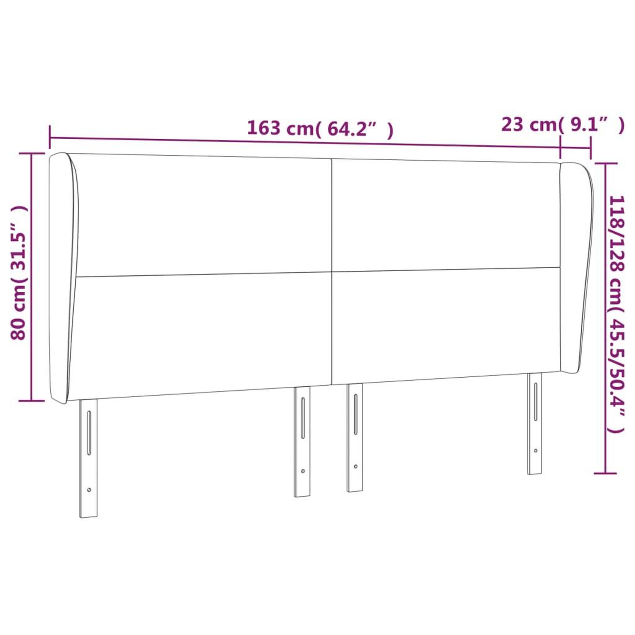 Voir la diapositive 6 : VIDAXL Tete de lit avec oreilles Gris clair 163x23x118/128 cm Velours