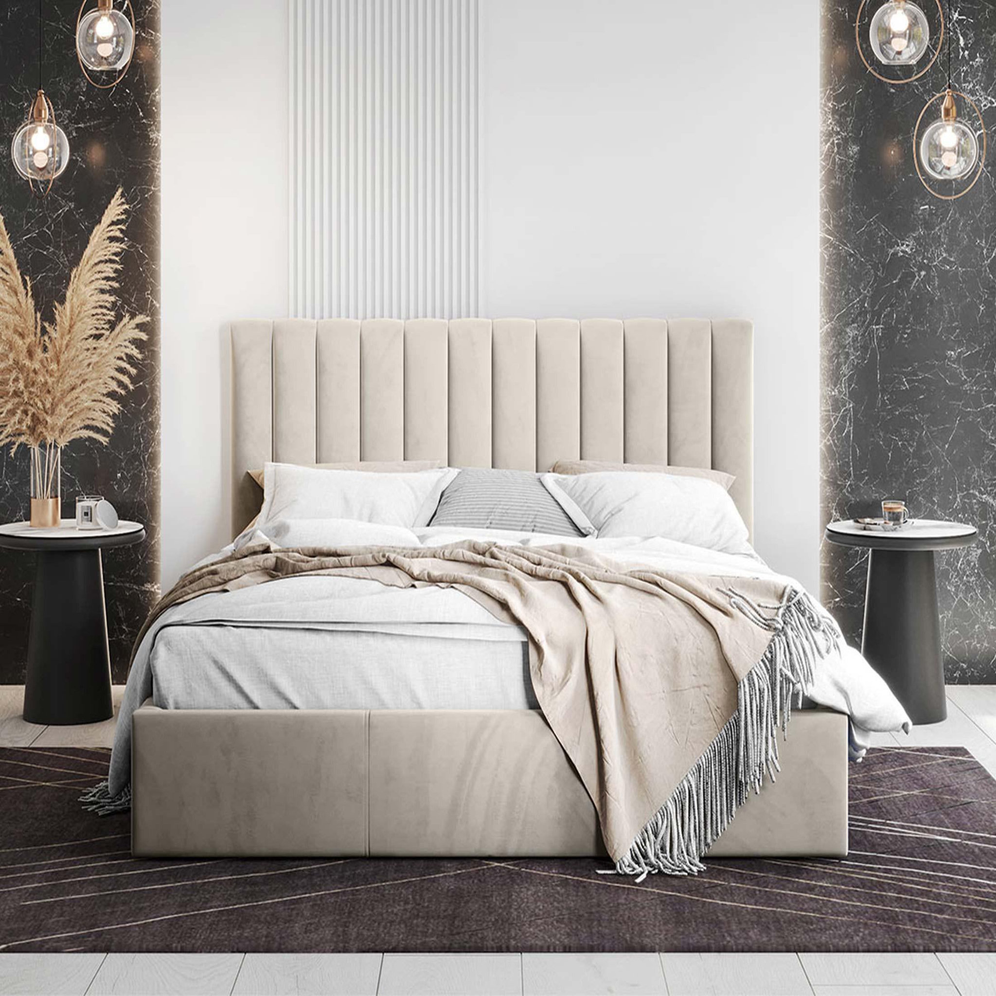 Voir la diapositive 5 : BEST MOBILIER Rosario - lit coffre - 180x200 - sommier inclus - en velours