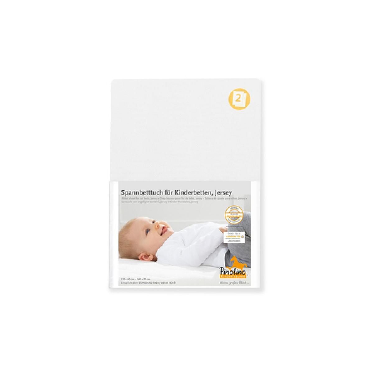 Pinolino Drap-housses en jersey pour lits de bébé en double kit blanc