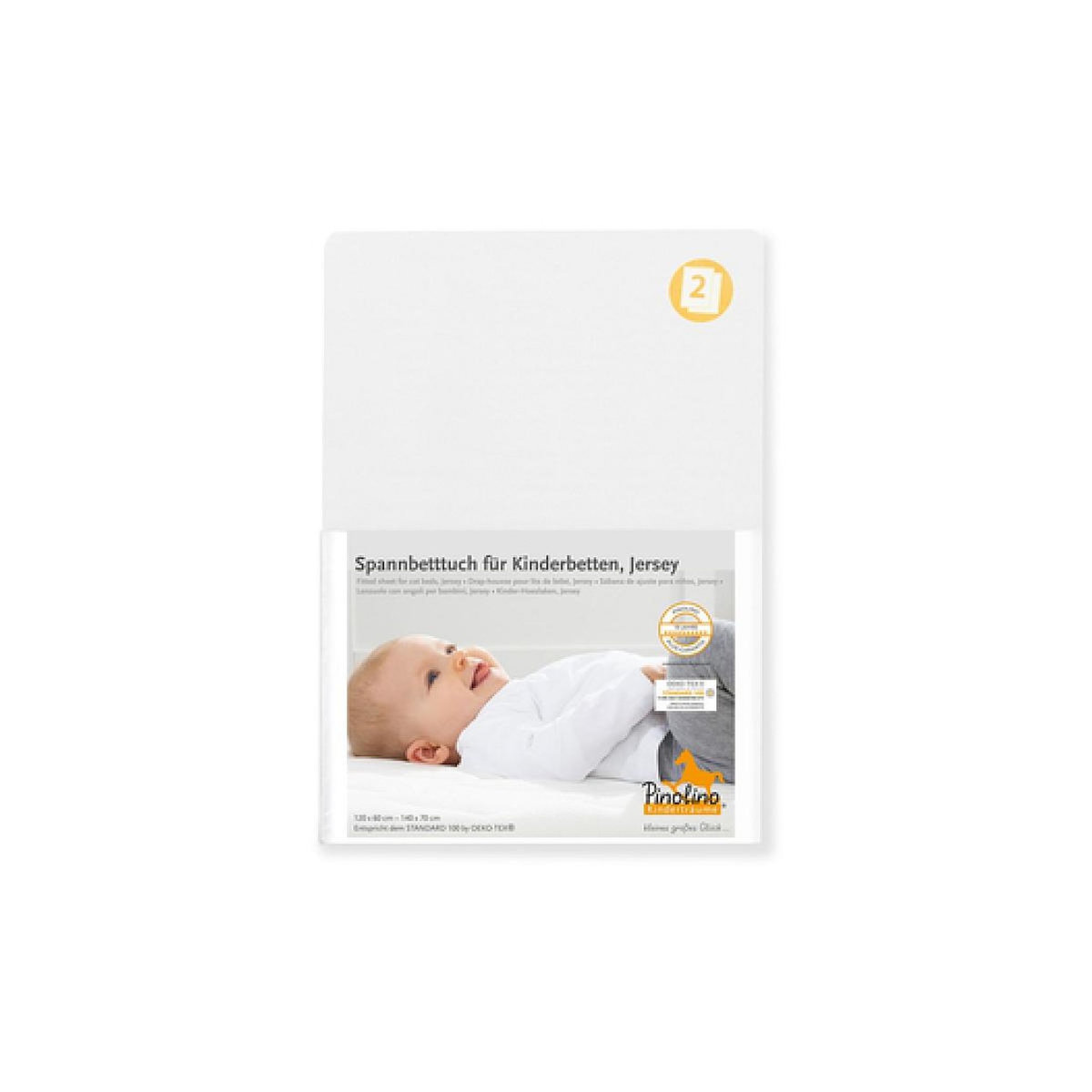 Pinolino Drap-housses en jersey pour lits de bébé en double kit blanc