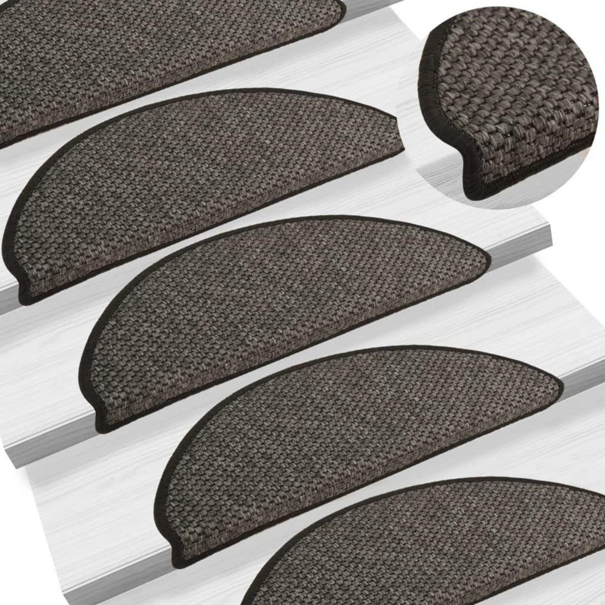 VIDAXL Tapis d'escalier autocollants 15 pcs 65x21x4 cm Anthracite