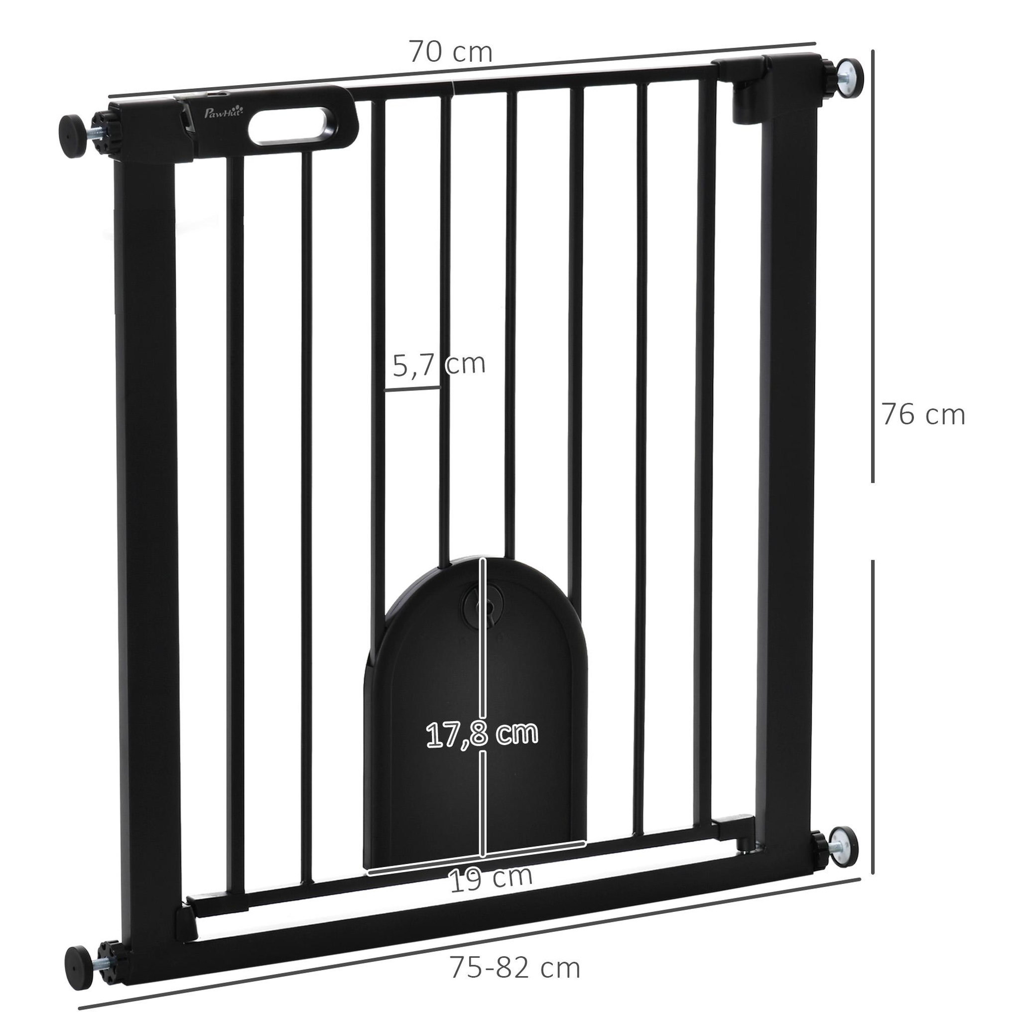 Voir la diapositive 3 : PAWHUT Barrière de sécurité chien l.75-82 x h.76 cm porte verrouillable fixation pression noir