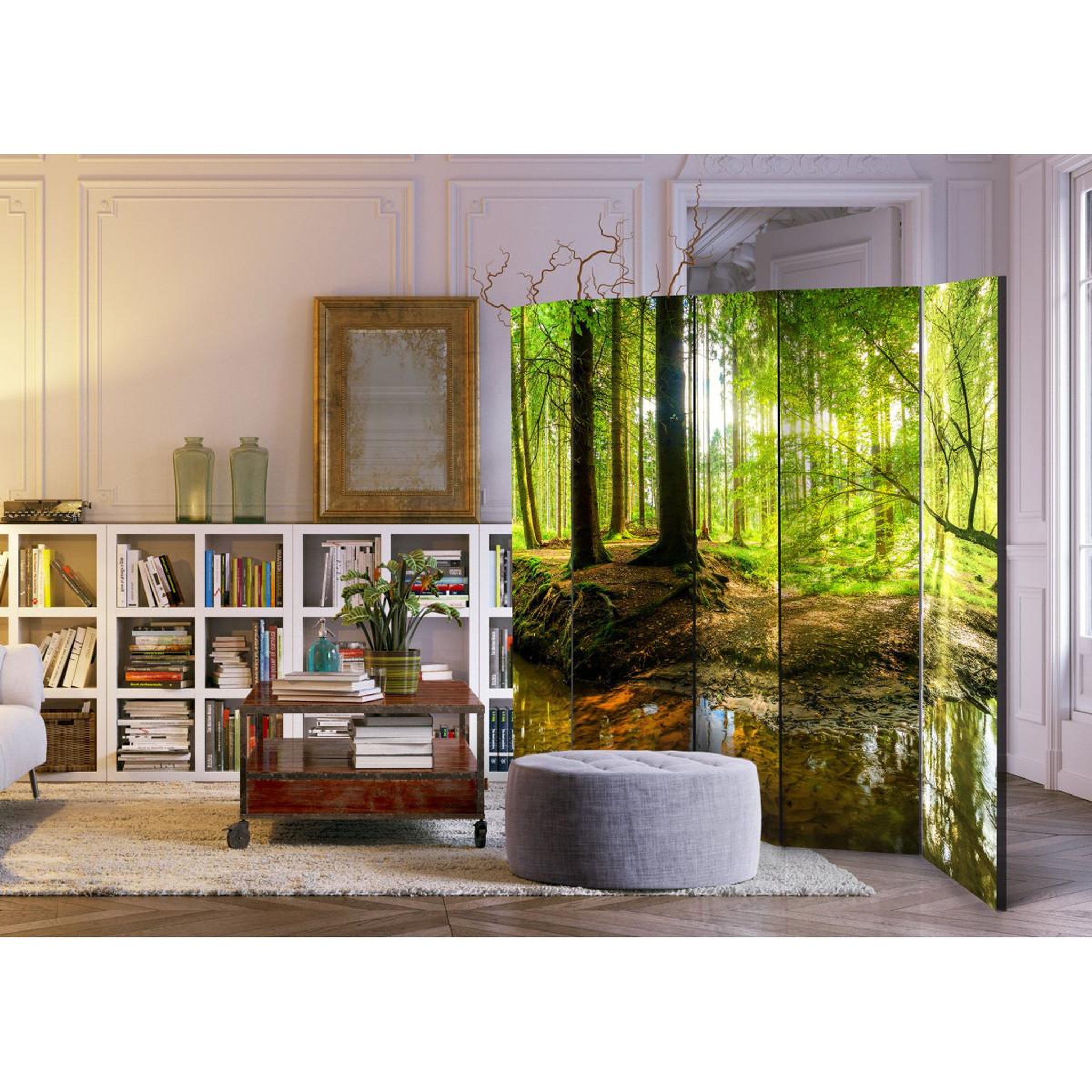 Voir la diapositive 2 : Paris Prix Paravent 5 volets  forest lake  172x225cm