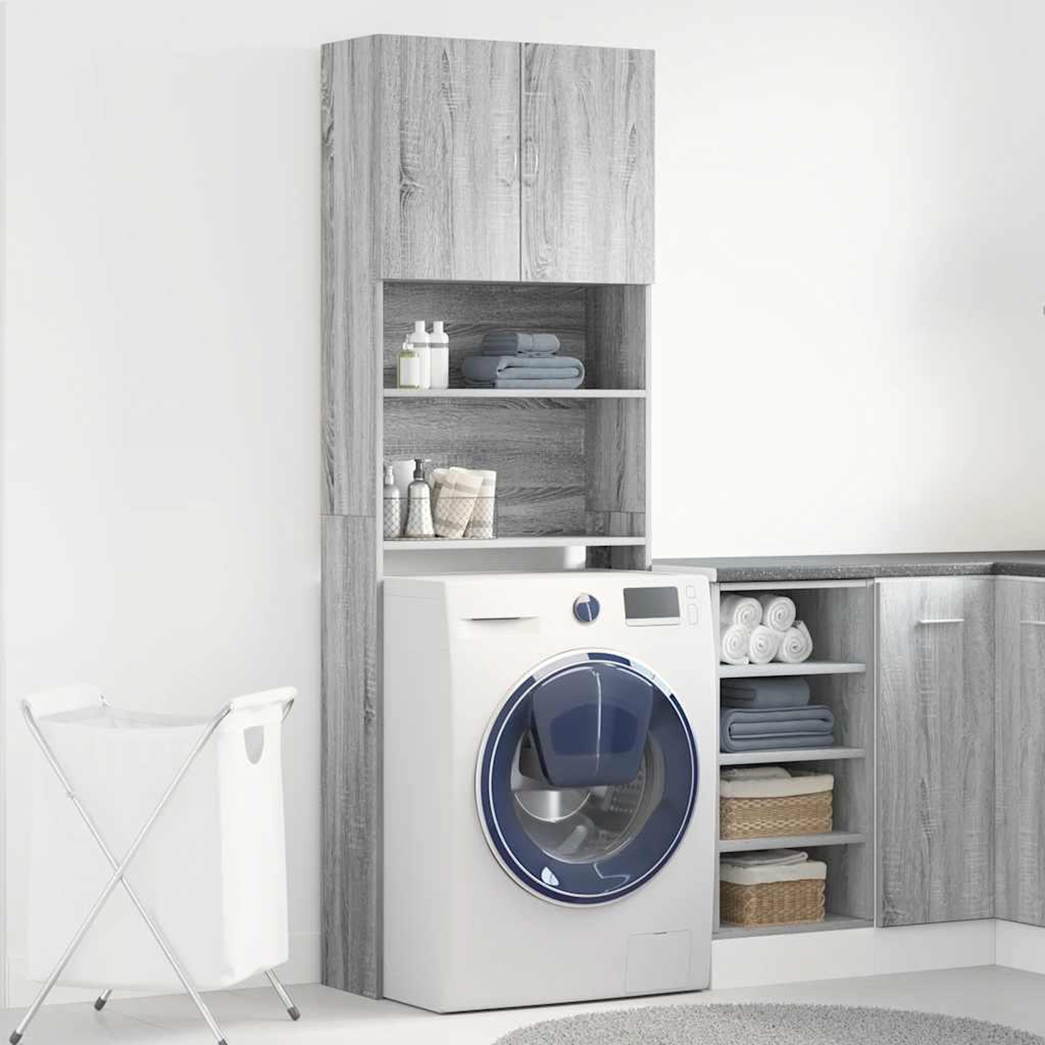 Voir la diapositive 3 : VIDAXL Meuble de machine a laver sonoma gris bois d'ingenierie