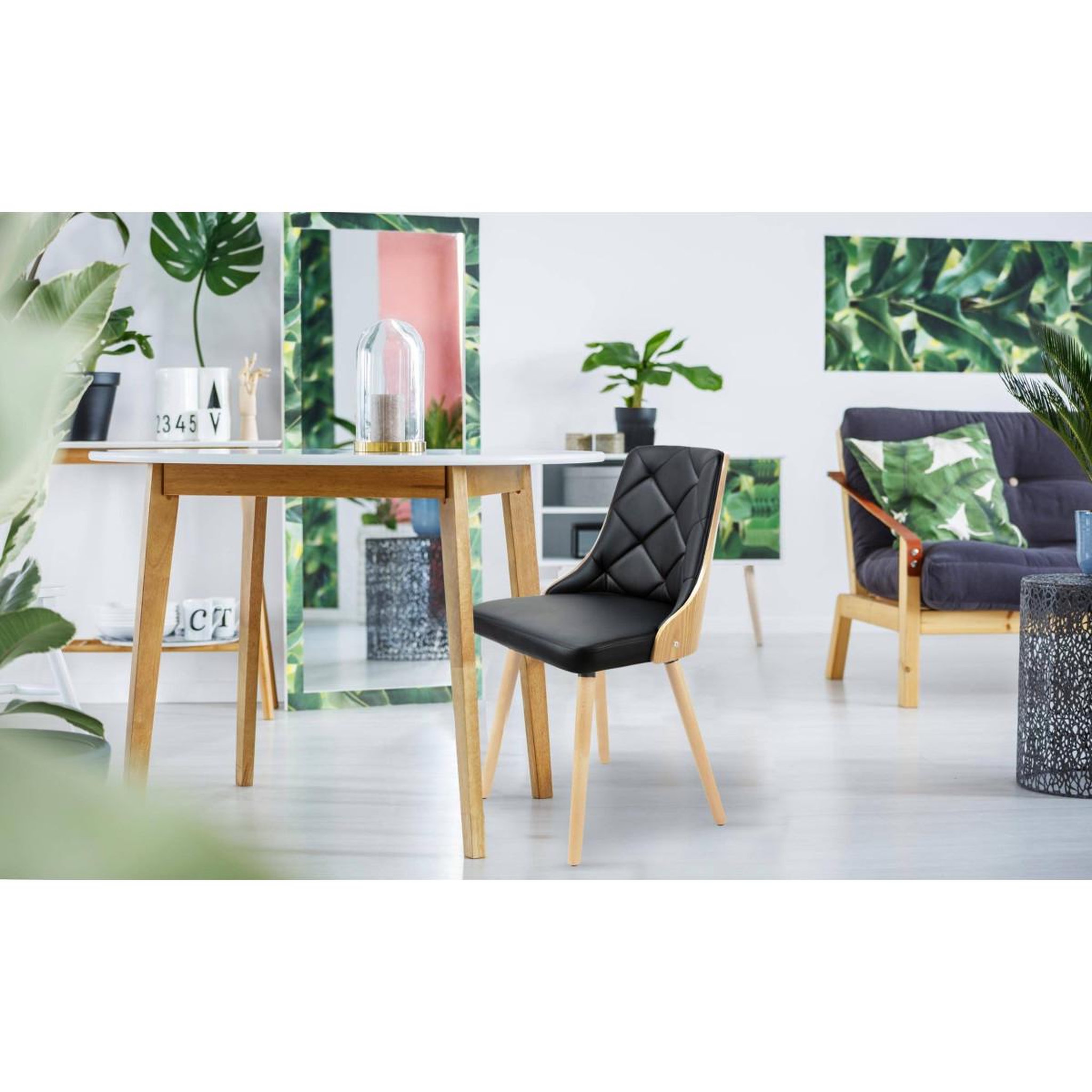 Voir la diapositive 6 : Paris Prix Lot de 4 chaises scandinave  cargo  79cm chêne & noir