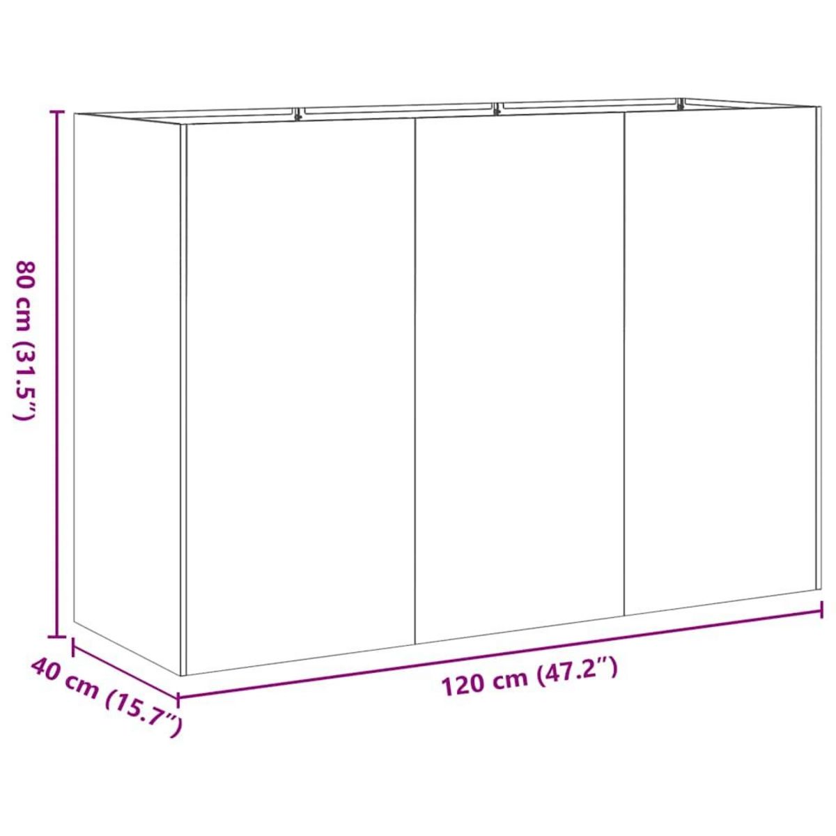 VIDAXL Jardiniere 120x40x80 cm acier inoxydable
